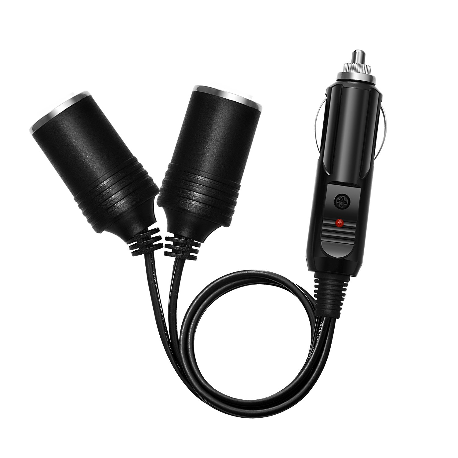Photo 1 of CHANZON 12V/24V 1 to 2 Car Cigarette Lighter Splitter Adapter, 7in UL Wire with 15A Fuse, Auto DC Power Supply Extension Cord with Plug Socket, 2 Way Y Adapter with Dual Power Charger Port