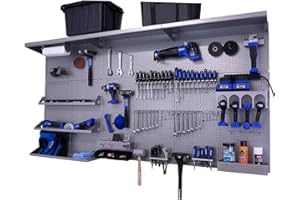 OmniWall Weekend Warrior XL Metal Pegboard Wall Organization System (Silver/Silver)