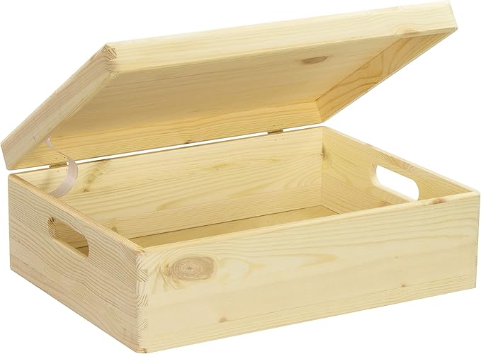 Leaf Lust Large Untreated Pine Wooden Storage Box 40 X 30 X 14 Cm Solid Wood Fsc Certified Amazon De Kuche Haushalt