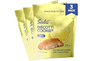 Sinless Snacks Biscotti Cookies - Keto Cookies for Kids & Adults - No Sugar Added Low Carb Cookies - Soft & Chewy Keto Cookie - Low Sugar Cookies - Low Carb Snacks on the Go - Lemon Flavor - 3 Ct