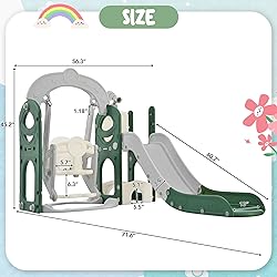 Virubi 6 in 1 Toddler Slide with Swing