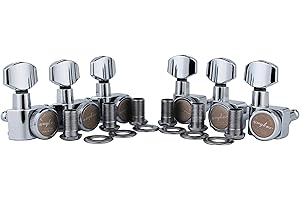 Guyker 6 In-line Guitar Locking Tuners – 1:18 Locking Tuning Key Pegs Tuners – Chrome
