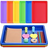 Molain 6Pack Colorful Plastic Art Trays, 6 Colors 16x12x1 Inch Stackable Activity Crafts Tray, Sensory Serving Organizer for DIY Projects, Beads, Painting, Jewelry, School Classroom DIY Project