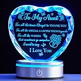 Zerelys Heart Crystal with Colorful LED Base Aunt Birthday Gifts for Women,Birthday & Mother’s Day Thanksgiving Gifts from Niece&Nephew, Unique Keepsake