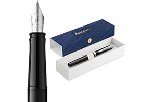 Waterman Impression Fountain Pen | Black with Chrome Trim | Fine Nib | Blue Ink | Gift Box