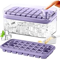 Amazon.com: Ice Cube Tray with Lid and Bin for Freezer, 2 Pack, 64