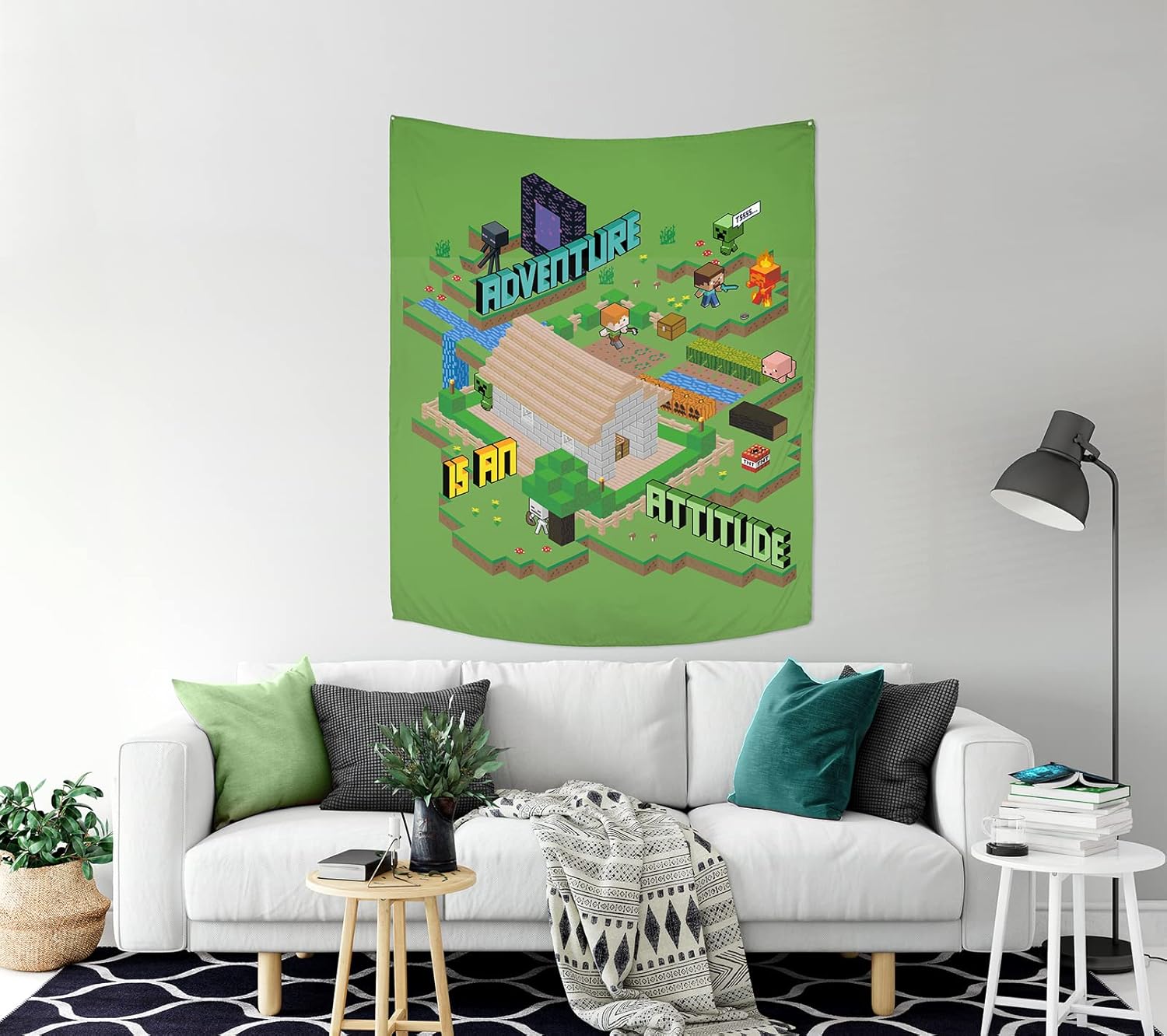 Tapestries - Jay Franco Minecraft Adventure is an Attitude Tapestry – 50 x 60 Inch Wall Hanging – Gamer Room Décor (Official Minecraft Product)
