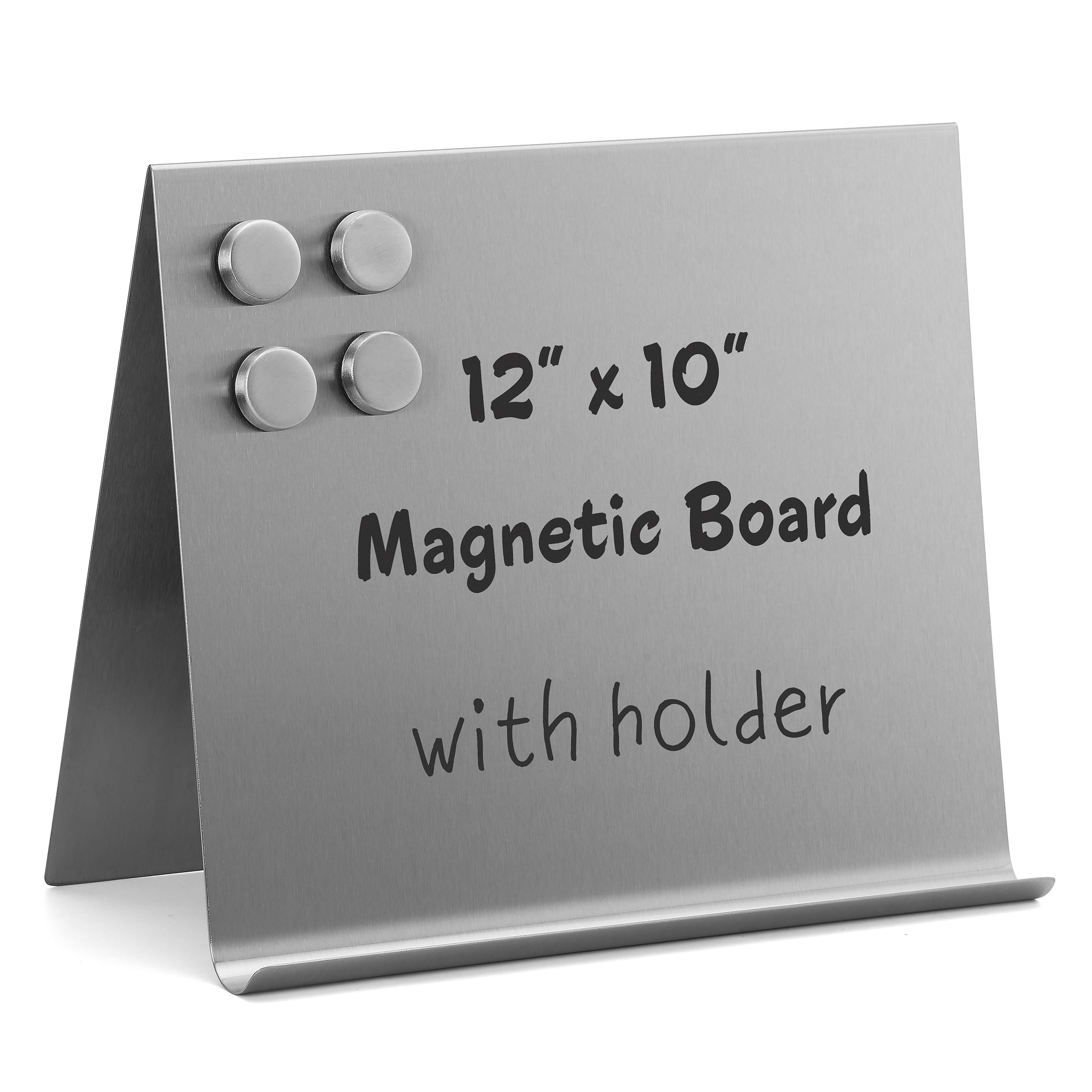 Large Magnetic Bulletin Board – Dry Erase Memo Board With Stand Metal Easel For Magnet Display 12x10 Inches 4 Magnets
