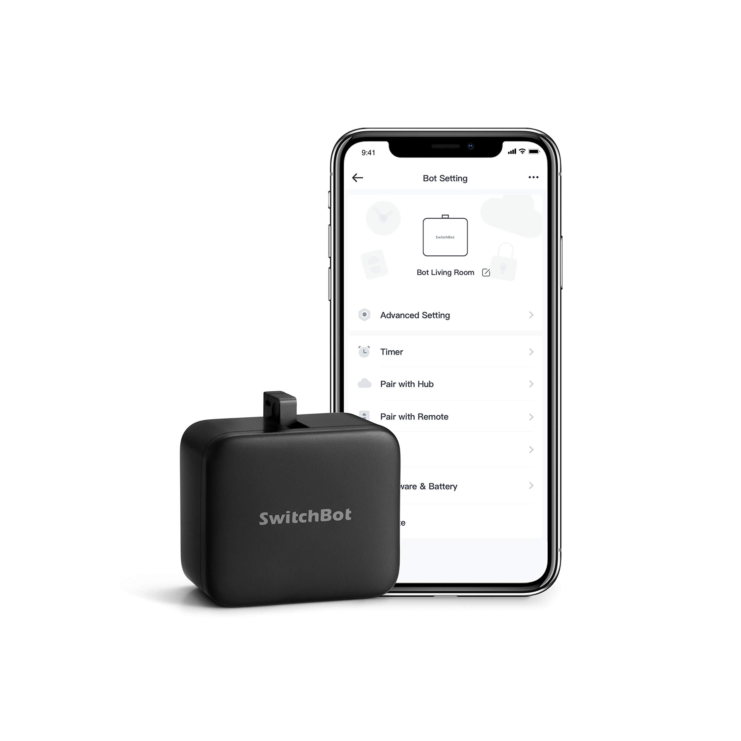 SwitchBot Smart Switch Button Pusher - No Wiring, Wireless App or Timer Control, Add SwitchBot Hub Compatible with Alexa, Google Home, HomePod and IFTTT