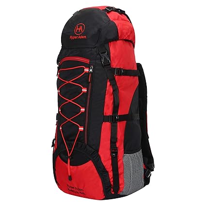 Hyper Adam AN-1002 75 Ltrs Climate Proof Mountain Rucksack/Hiking Backpack/Trekking Bag/Camping Bag/Travel Backpack/Rucksack Bag with Rain Cover 75 Ltrs (Red)
