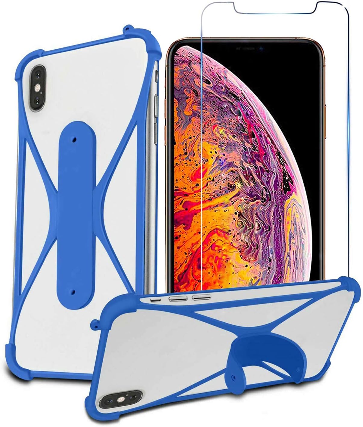 Stretchy Silicone Soft Phone Bumper X-Shape Design Case Cover for BLU Dash X2 5"