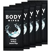 Treela 300 Pcs Large Body Wipes Bulk Deodorant Travel Size for Homeless Care Package Supplies Individually Wrapped Adults Bathing No Rinse Wet Wipes Men Women Hygiene Items(12" X 12'',Black)