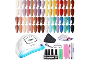 JODSONE 36 Pcs Gel Nail Polish Kit with U V Light of 32 Color Gel Polish Nail Collections Base and Top Glitter Coat Manicure Tools