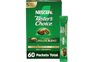Nescafe Taster's Choice Decaf Instant Coffee, House Blend, 0.52 Ounce (Pack of 60 -12x5 pcs)