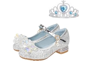 Girls Fancy Princess Shoes Toddler Little Kid Girl's Dress Shoes Pumps Glitter Sequins Flower Heels Dance Shoes
