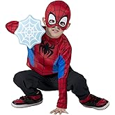 Marvel Spidey Toddler Dress-Up Box - Long-Sleeved Top with Printed Design Plus Fabric Half Mask and Foam Web Shield (3T-4T) Multi