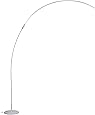 Brightech Sparq Arc LED Floor Lamp - Modern Over The Sofa Living Room Light - Warm White Arch Lighting for Bedrooms or Offices - Dimmable Minimalist Pole Downlight – Silver