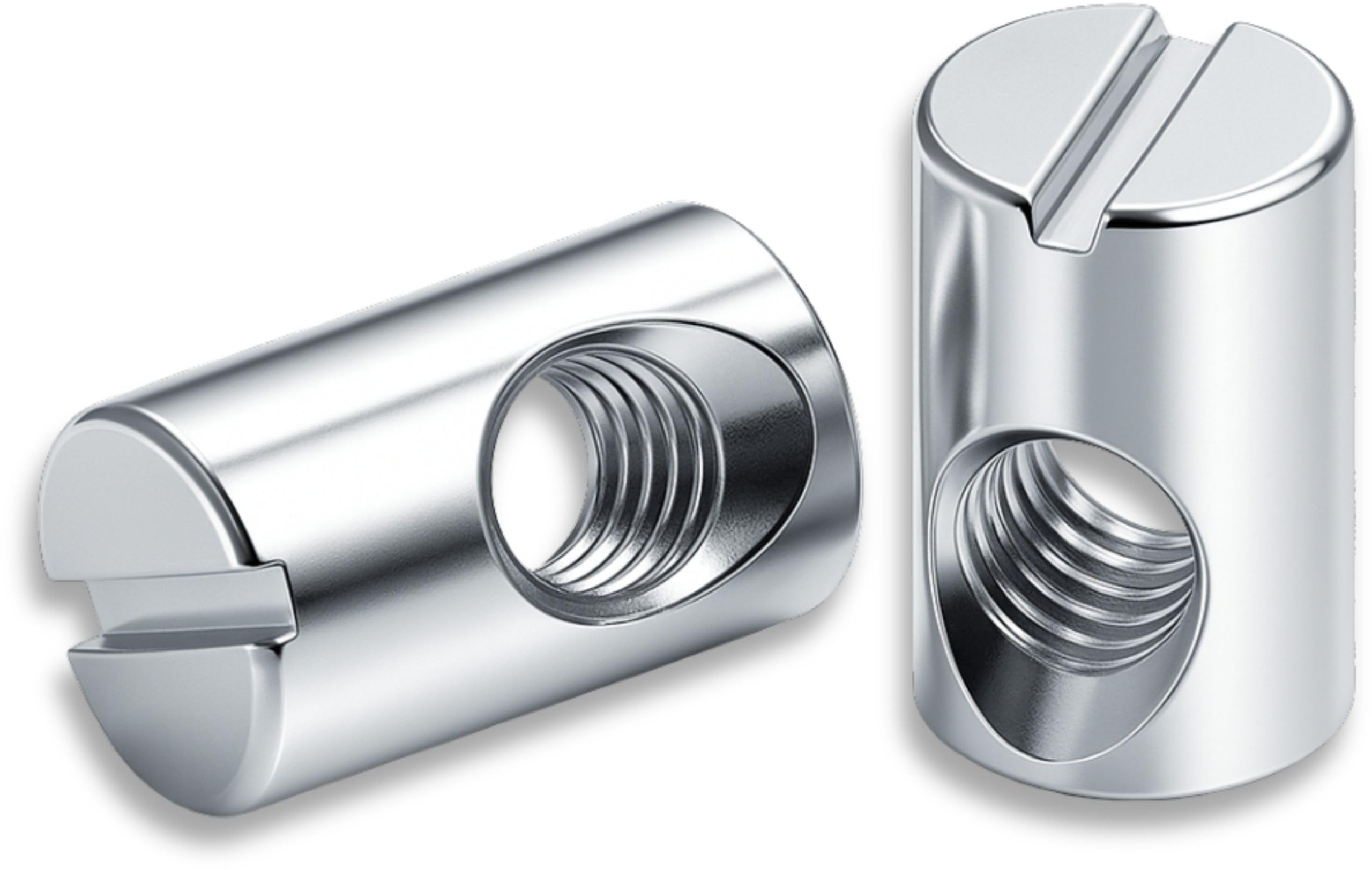 HEXATON Asymmetric Cross Dowel Barrel Nuts M6 x 10 x 13 mm - 100 Pieces - White Zinc-Plated Steel