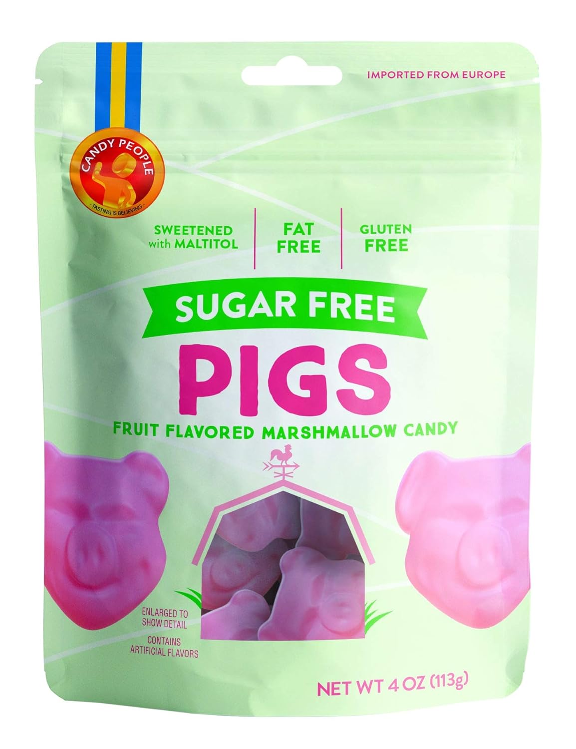 Amazon Com Candy People Sugar Free Strawberry Flavored Marshmallow Pigs Gummy Candy 4 Ounce Resealable Pouch Gluten Free And Fat Free Grocery Gourmet Food