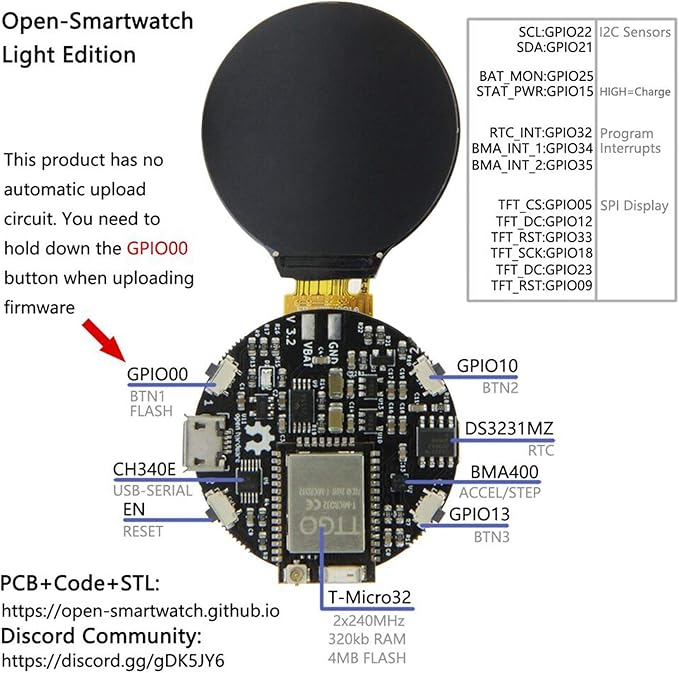 Amazon Nrpfell Pauls 3d Things オープン スマートウォッチt Cro32 オープン スマートウォッチesp32 Wifi ブルートゥース 用 Nrpfell スマートウォッチ