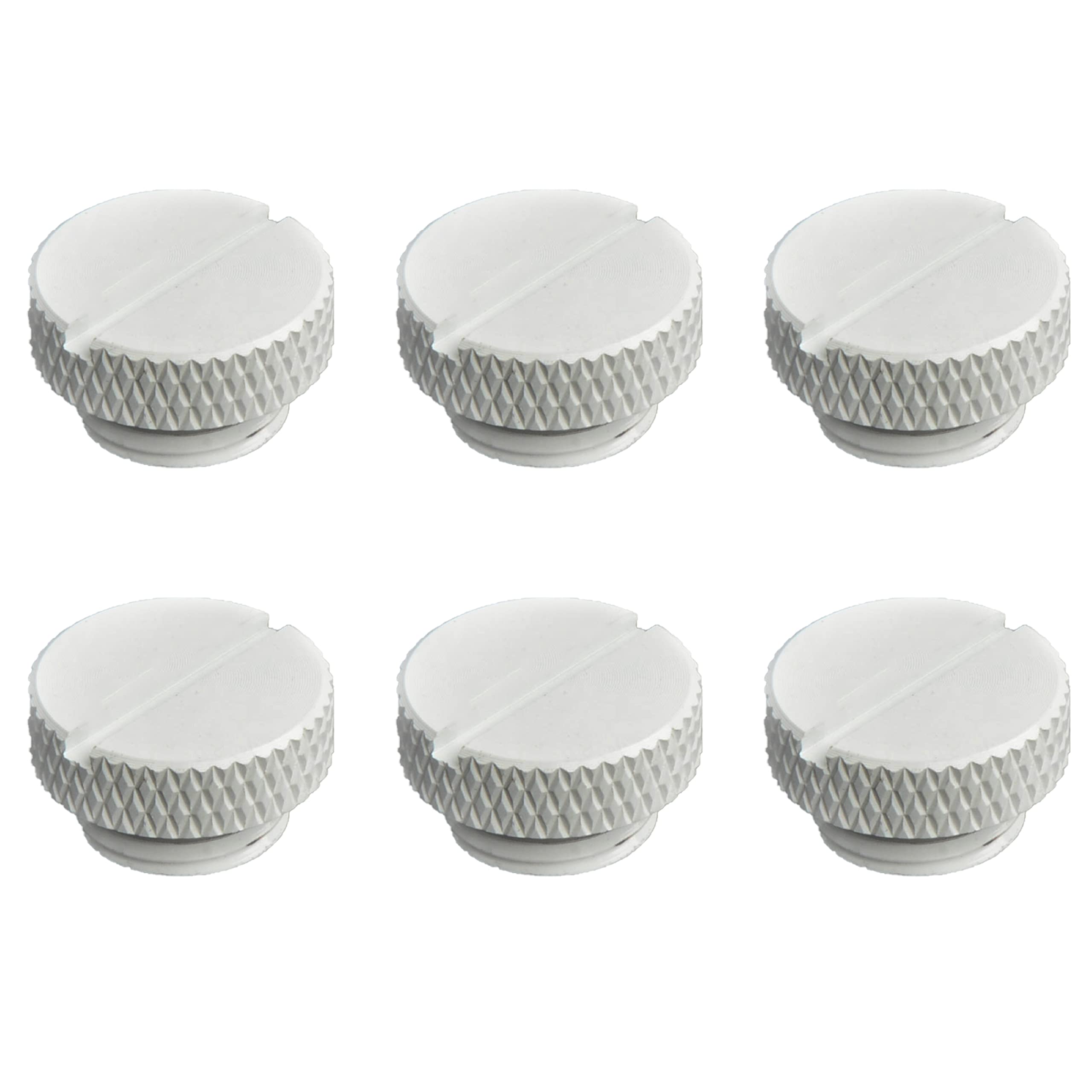 greenDracaena dracaena.io 6 pack G1/4" thread, Thin water Stop Plug Fitting with Coin Slot for Computer water cooling System, durable brass/copper material, White