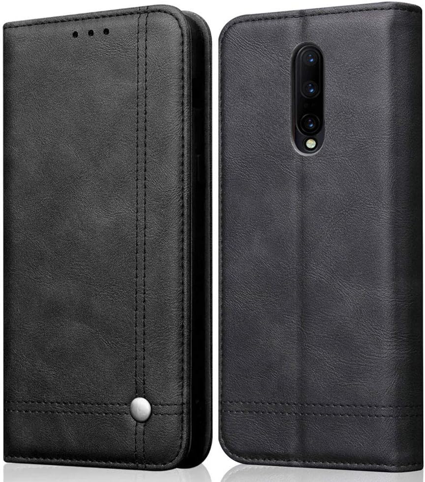 YOFUNTLE Compatible for OnePlus 7 Pro Leather Case,Men Wallet Folio Flip Cover Case with Credit Card Slots,Cash Pocket,Magnet Closure Leather Wallet Cases for OnePlus 7 Pro 6.67" 2019 (Black)
