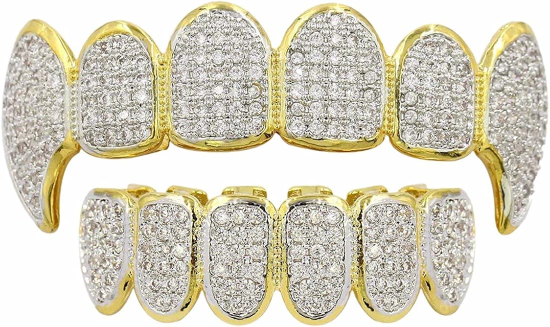 Hip Hop Party Hip Hop Fake Teeth Bling Grillz Caps Fangs Top & Bottom