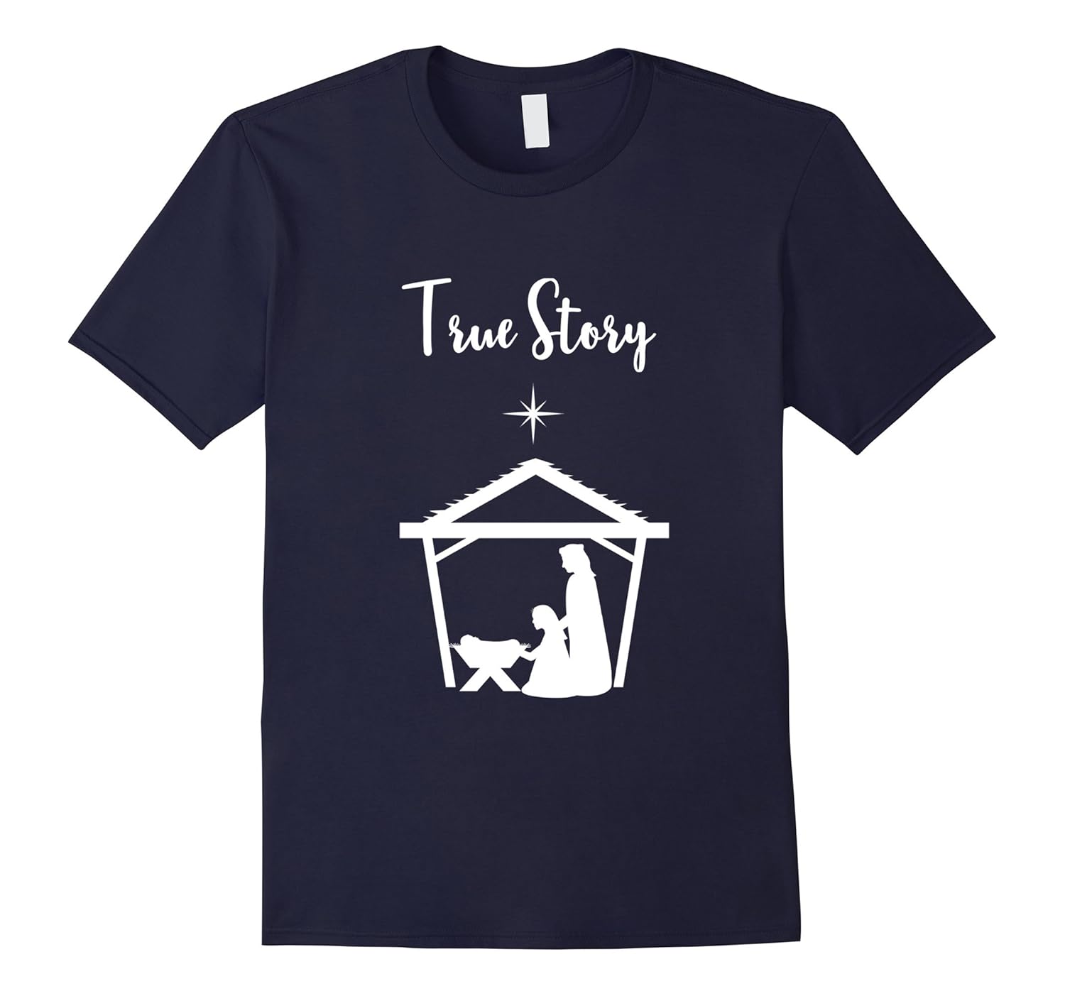 True Story Nativity Scene Baby Jesus Christmas T Shirt-Rose