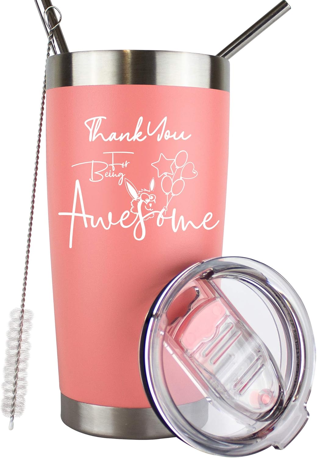Thank You For Being Awesome Tumbler | Thank You Gifts For Coworkers | Best Gifts For Employees | Coworker Gifts For Women | Employee Appreciation Gifts | Teacher Appreciation Gifts | 20 Oz (Pink)