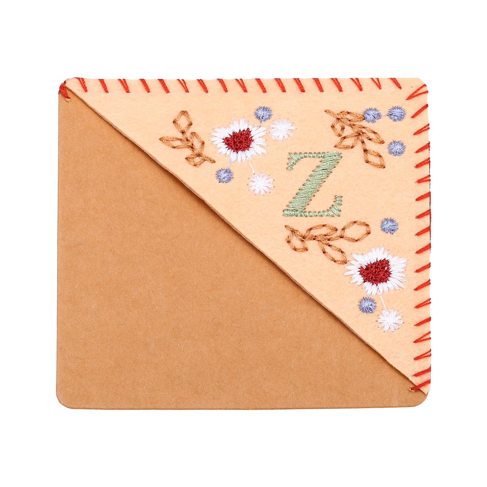PATIKIL Personalized Embroidered Corner Bookmark, Cute Flower Felt Stitched Triangle Book Mark Page Marker for Women Men Book Lovers Teachers, Pink, Letter Z
