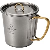 Thous Winds Titanium Mug, 250ml Camping Coffee Mug Water Cup with Foldable Handle Outdoor Cup for Backpacking Hiking Cooking