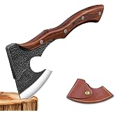 Purple Dragon 14" Camping Hatchet Axe with Sheath - Full Tang Wood Handle | Hand Forged Blade, Bushcraft Hatchet Axe Outdoor &amp; Garden Work, for Wood Chopping, Splitting &amp; Carving, Birthday Gift for Men
