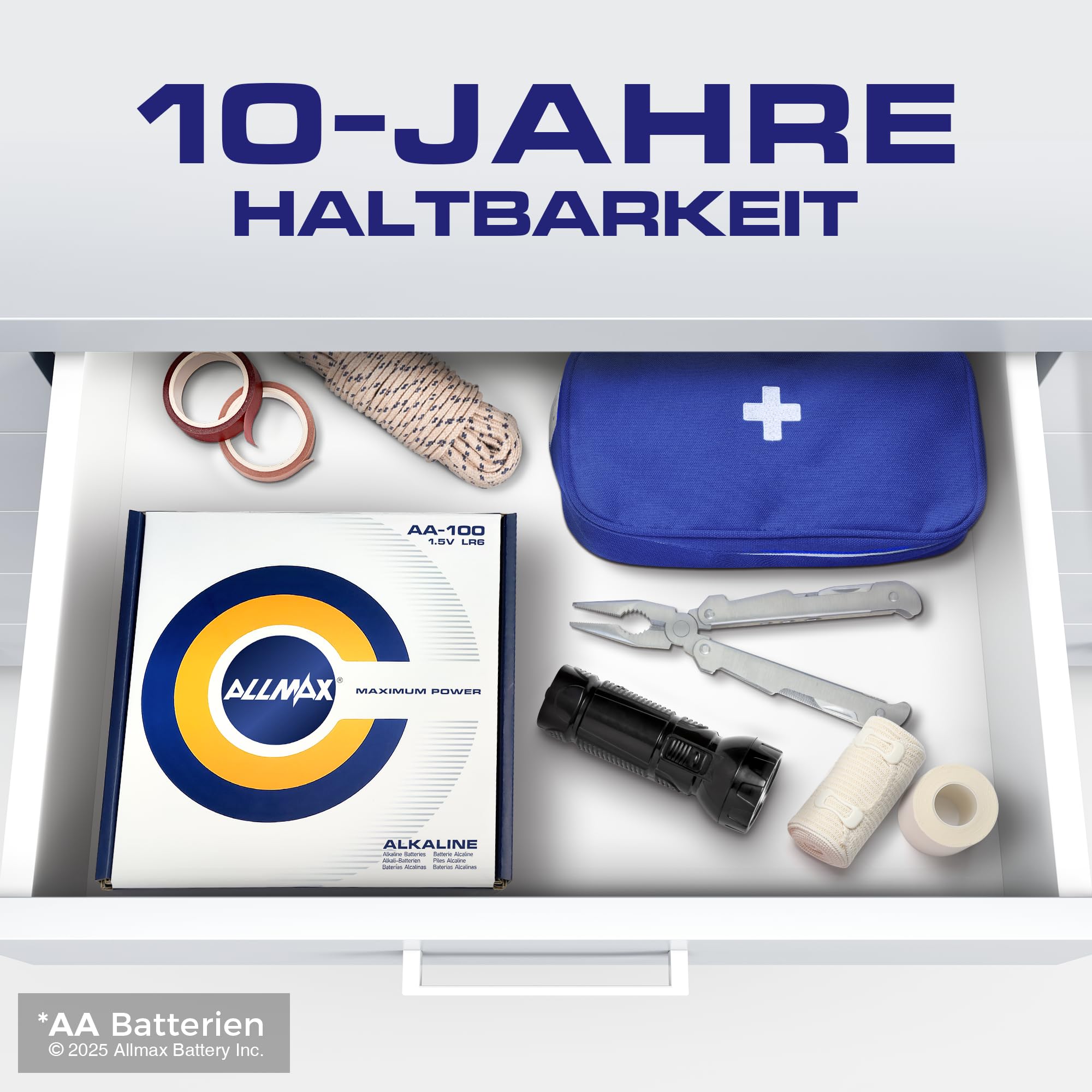 Allmax AA Mignon (LR6) Maximum Power Alkaline Doppel-A-Batterien (100 Stück) – Ultra-Langlebigkeit, auslaufsicheres Design, 10 Jahre Haltbarkeit, maximale Leistung (1,5 V) 5