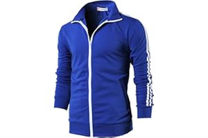 H2H Mens Active Slim Fit Track Lightweight Jacket Zip-up Long Sleeve