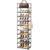 WEXCISE Narrow Shoe Rack 10 Tiers Tall Shoe Rack for Entryway Closet 20 24 Pairs Shoe & Boots Organizer Storage Shelf Durable