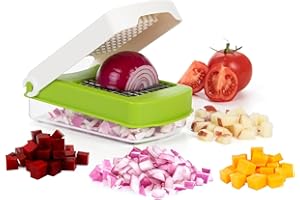 Starfrit Onion Chopper - 81 Cube One-Push Dicing Motion - Stainless Steel Blades - 2 cup/500 ml Base Container - Cleaning Too