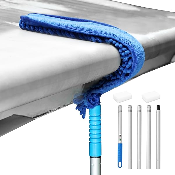 RVINGPRO RV AWNING CLEANER, BENDABLE MOP-HEAD, HYPER-ABSORBENT PAD, EXTENDABLE POLE, NON-SLIP HANDLE, WITH 2 MAGIC ERASERS FOR RVS, CAMPERS, TRAILERS, TRUCKS