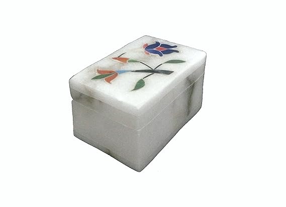 ALs AnM Fashion Natural White Marble Hand Carved Decorative Jewellery Box