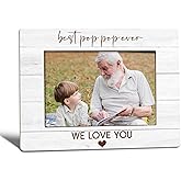 WTOGQ Pop Pop Grandpa Picture Frame, Father's Day Birthday Gifts for Grandpa From Grandkids, Best Pop Pop Ever Photo Frame 4X6, Grandfather Gifts Wooden Photo Picture Frames for Desk Tabletop Decor
