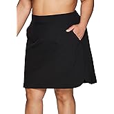RBX Plus Size Longer Length Skort for Women Quick Drying Woven Pickleball Golf Skort with Pockets for Tennis, Hiking, Running