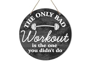 Muktoujaumai Gym Motivation Signs Wall Decor, Home Gym Inspirational Wall Decor Gym Hanging Signs Rustic Decorations for Office, Fitness, Workout Room, The Only Bad Workout Is The One You Didn't Do