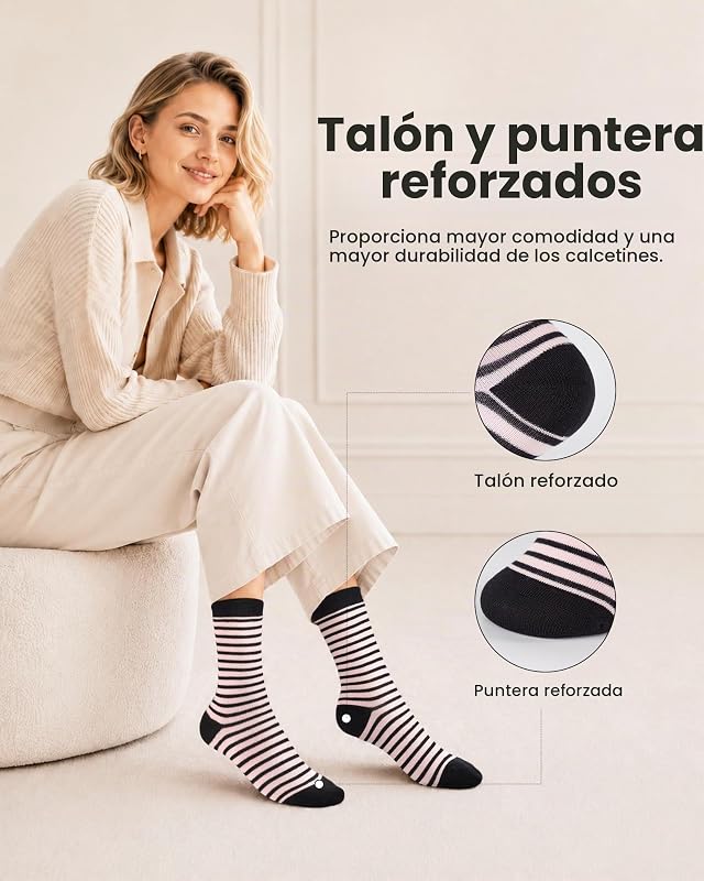 Presente de Meias de Bambu para Mulher 10|20 Pares de Corações e Riscas
