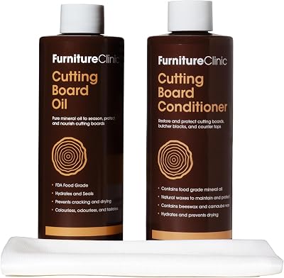 Furniture Clinic Chopping Board Maintenance Kit 250ml Oil 250ml Conditioner