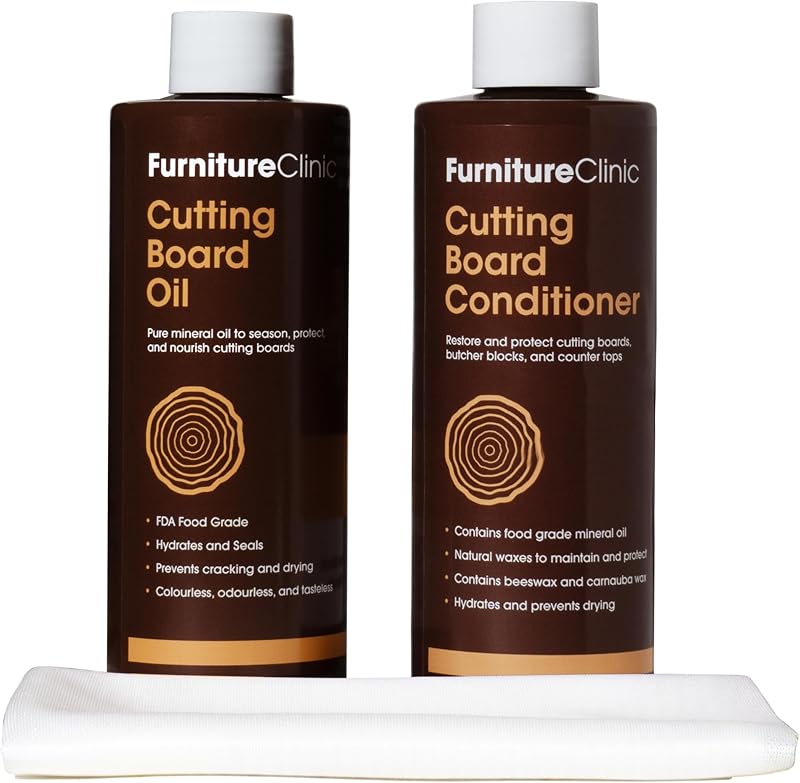 Furniture Clinic Chopping Board Maintenance Kit 250ml Oil 250ml Conditioner
