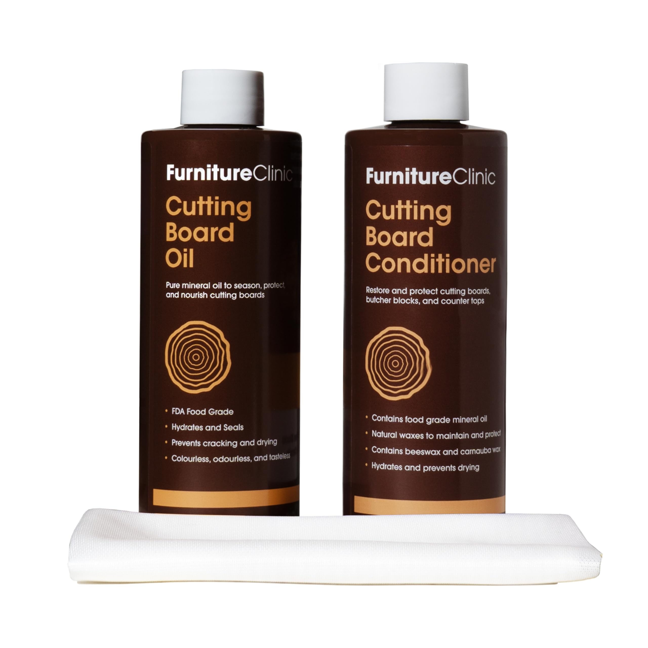 Chopping Board Maintenance Kit - Use to Clean, Maintain, Protect and Restore Chopping Boards - Contains: 250ml Cutting Board Oil and 250ml Cutting Board Conditioner