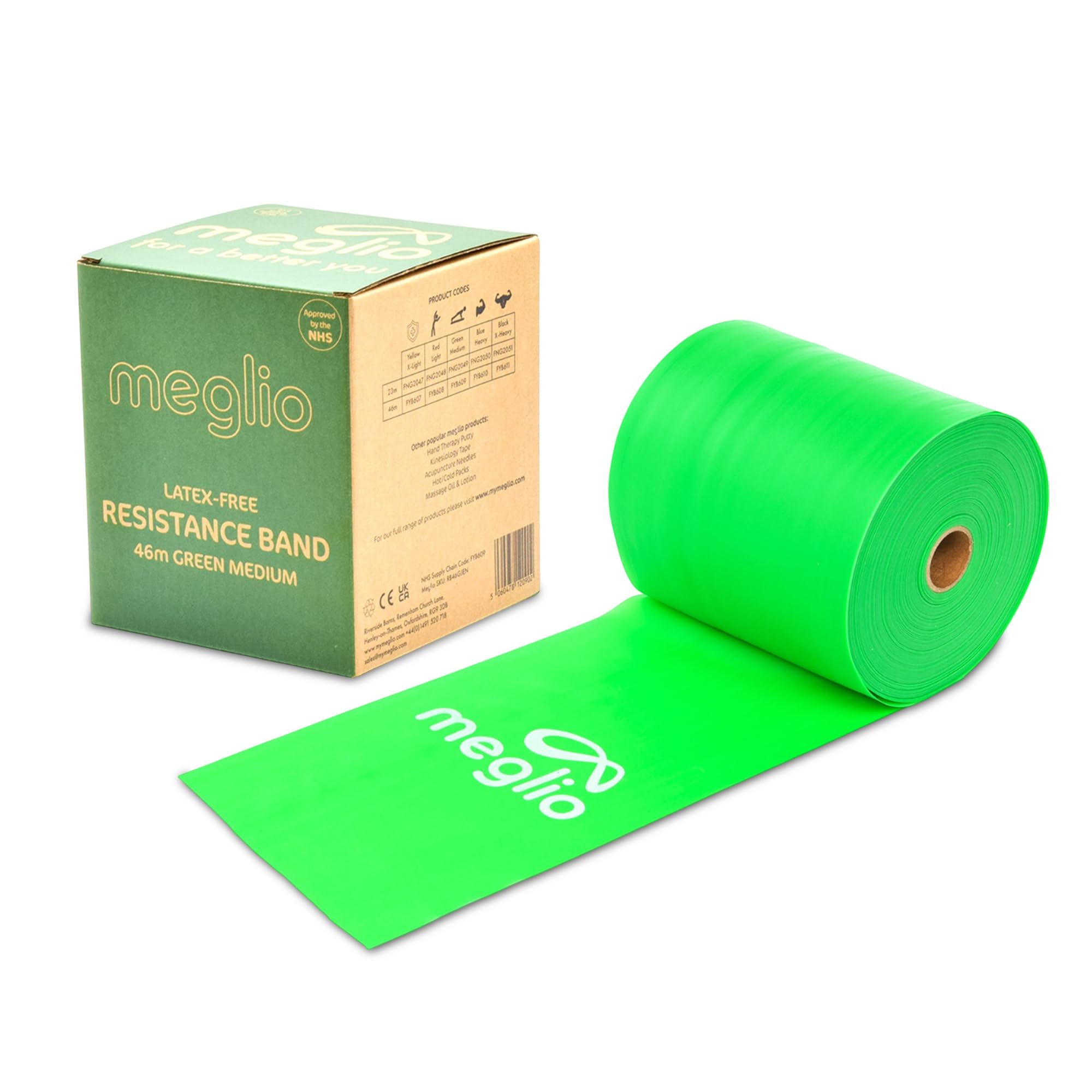 Meglio Resistance Bands Roll - Latex Free Exercise Bands for Building Strength, Pilates Band for Fitness, Flexibility, Physiotherapy, Stretching & Yoga Bands | (46 Meter)