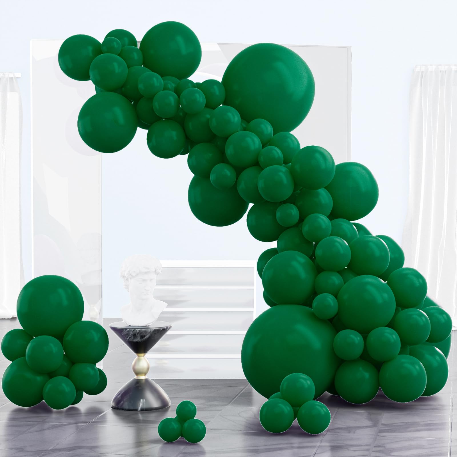 PartyWoo Dark Green Balloons - 102 Pcs Mixed Sizes (18", "12", "10", "5 Inch) for Balloon Garlands & Arches