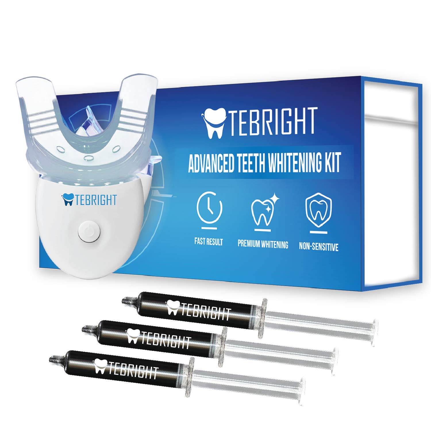 TEBRIGHT Teeth Whitening Kit – Professional Dental, Teeth Whitener for Sensitive Teeth – Removing Stains and Plaques Bleaching – Fast- Result Whitening Kit LED Light Pen - 2021 Version