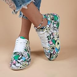 Breathable Low-top Lace-up Graffiti Running Shoes