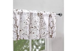 Luvyohmee Tree Branch Printed Curtain Valance, 18 inches Long Window Treatment Valance, Brown and Grey Window Valances for Kitchen/Bathroom/Dining Room/Living Room/Bedroom/Kid’s Room,1 Panel